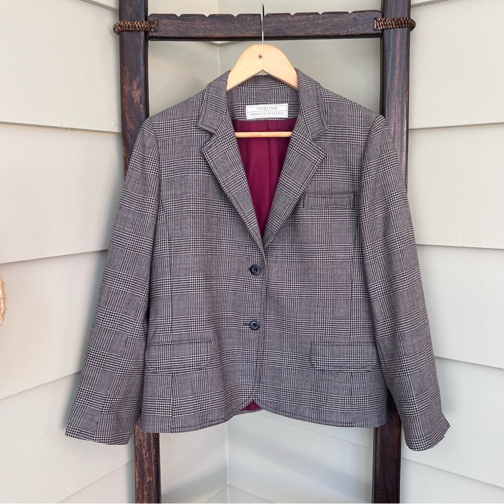 Sports Galore Wool Jacket Glen Plaid Blazer Woman's Petite Large Multicolor